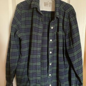 Green and Blue Plaid Button-Up Shirt